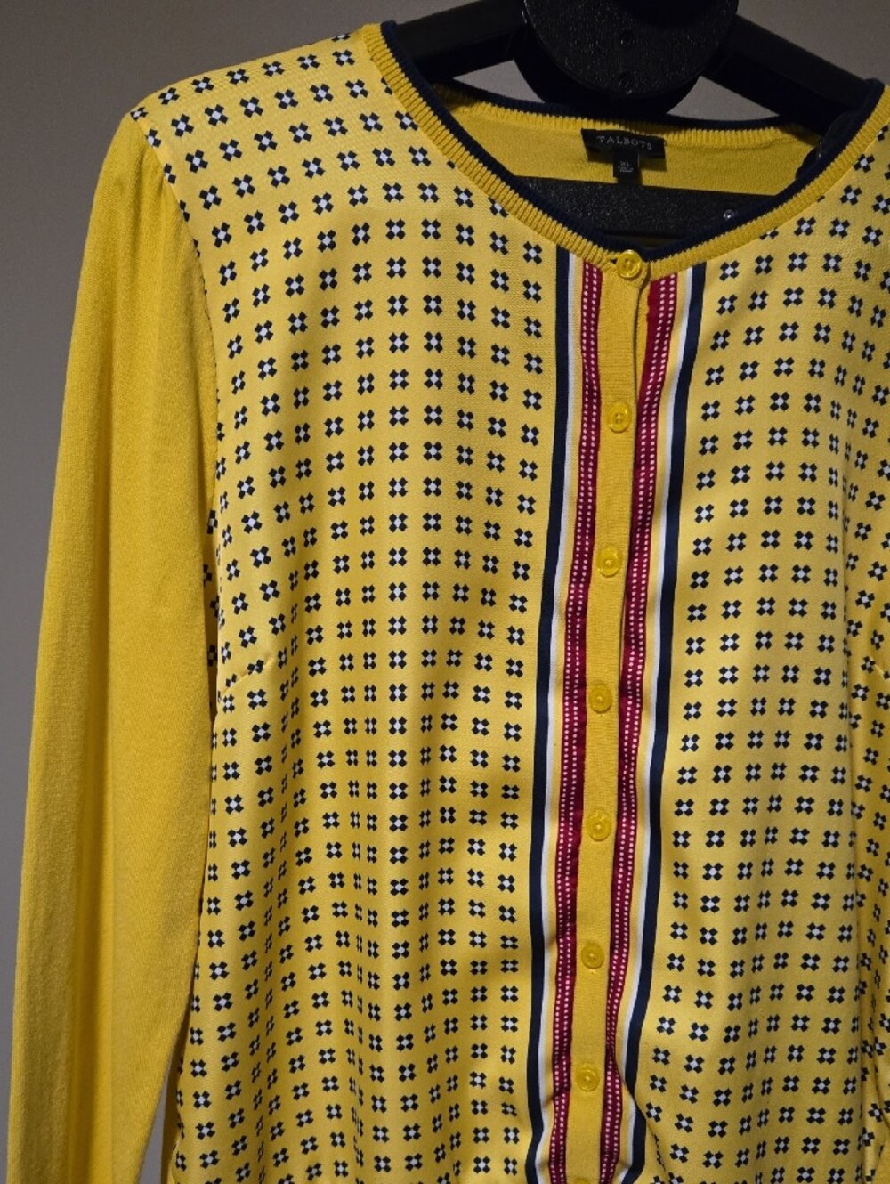 Talbots Yellow Patterned Button-Front Camisole - Picture 4 of 5